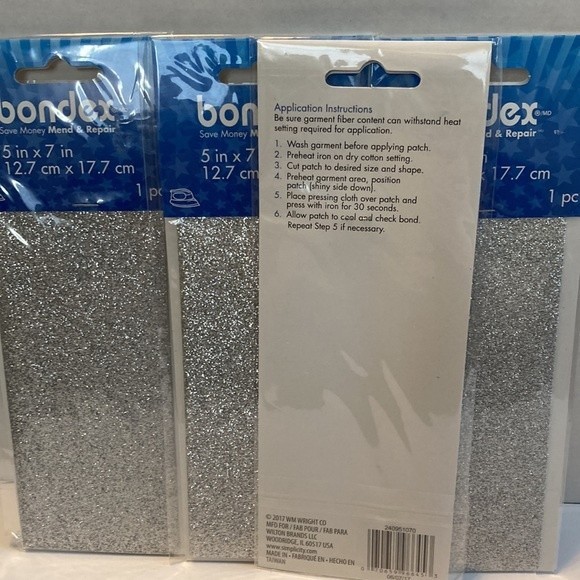 Bondex Glitter Patches Silver 4pk No Sew Iron On Patches Crafts Clothing Design - Picture 8 of 13